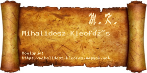 Mihalidesz Kleofás névjegykártya